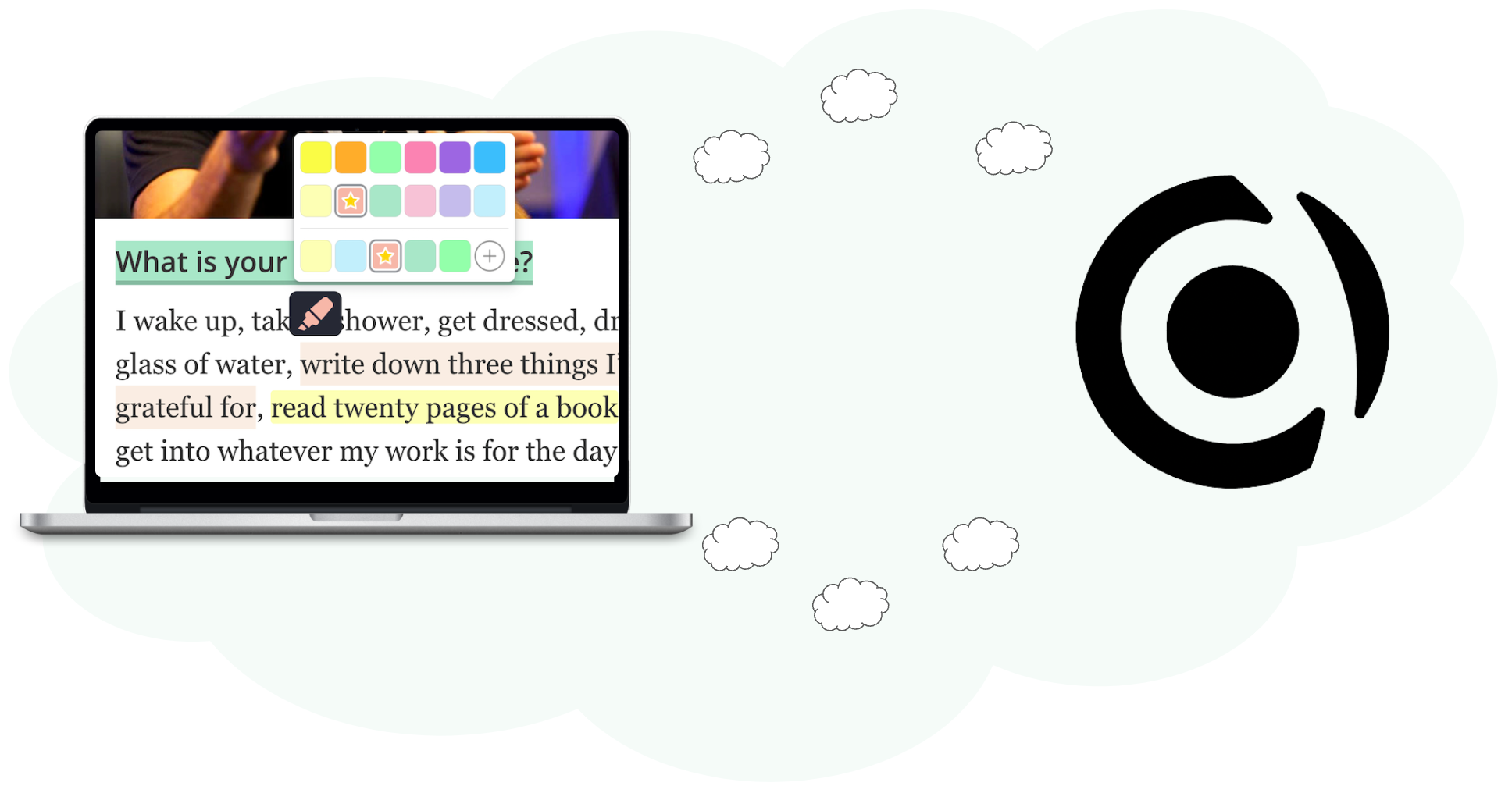 Laptop illustration with the Capacities logo on the screen