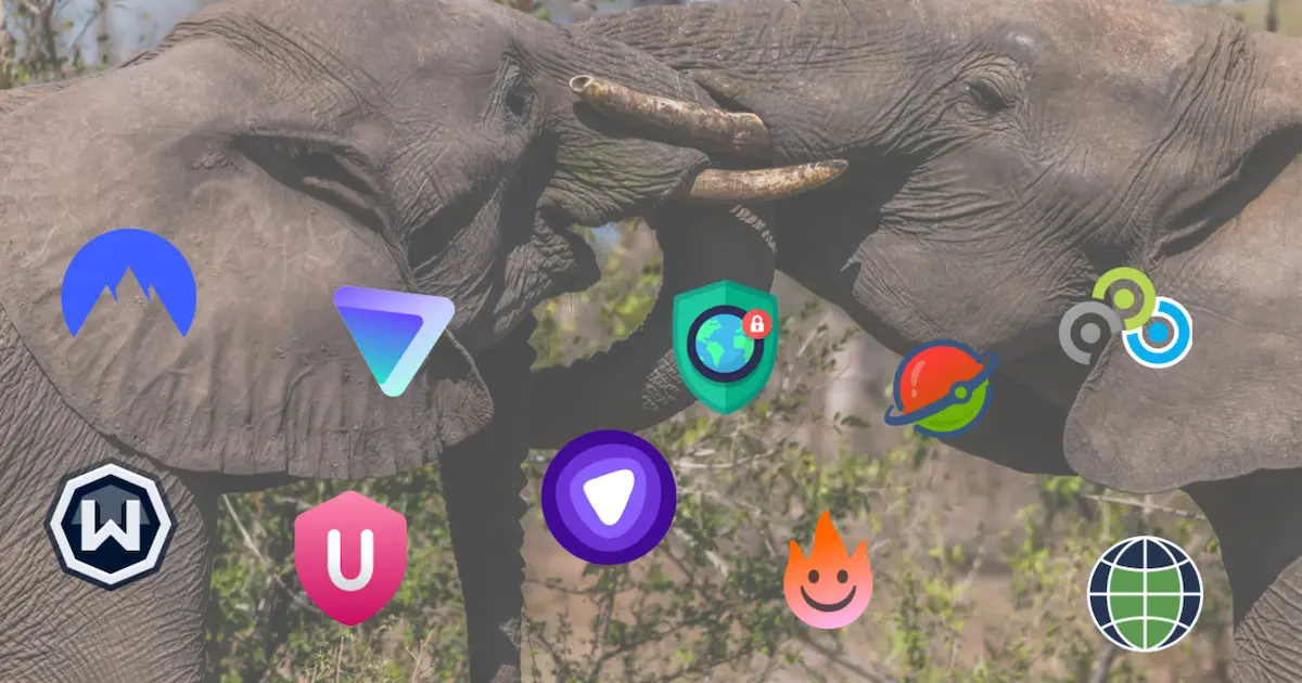 Logos of various habit tracker extensions arranged over a background image of two elephants touching trunks.
