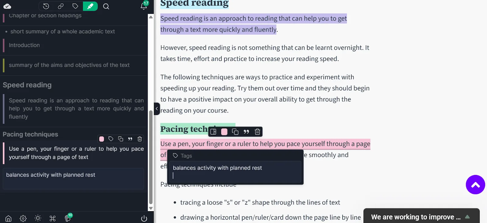contextual notes while reading
